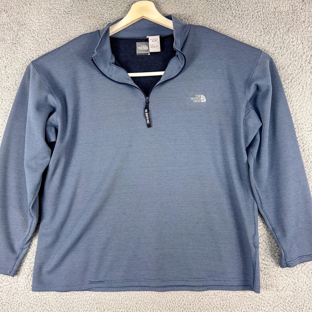Vintage North Face Pullover Mens XL Polartec Fleece USA Made 1/4 Zip Blue
